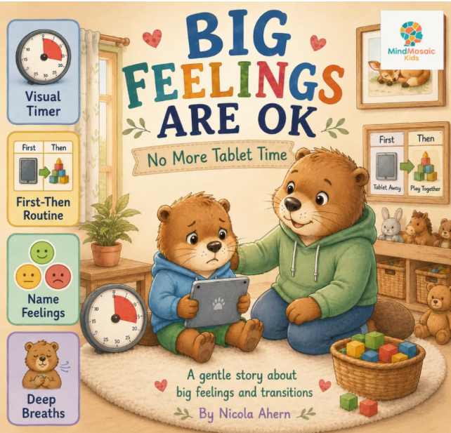 Front cover of Big Feelings Are OK: No More Tablet Time by Nicola Ahern.