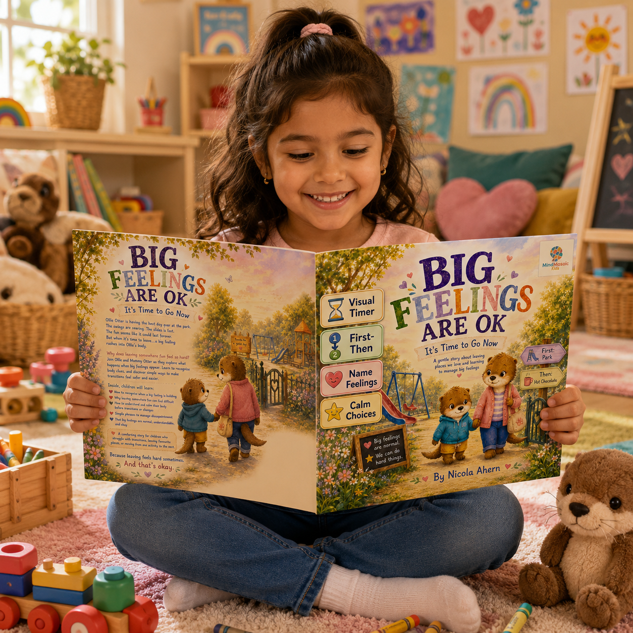 It's Time to Go Now book cover - a leaving the park visual timer toddler story with Ollie Otter.